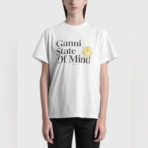 Ganni State Of Mind Classic Basic Cotton White Tee S